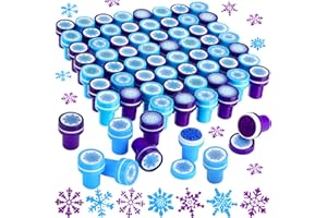 Skylety 60 Pieces Winter Snowflake Stamps for Kids Assorted Colored Stamps Plastic Snowflake Hand Stampers for Card Making Xmas Holiday Party Favors(Dark Blue, Light Blue)