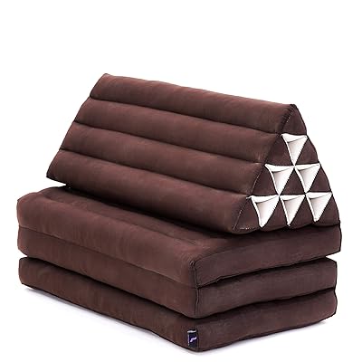 Leewadee XL Foldout Triangle Thai Cushion, Brown Kapok