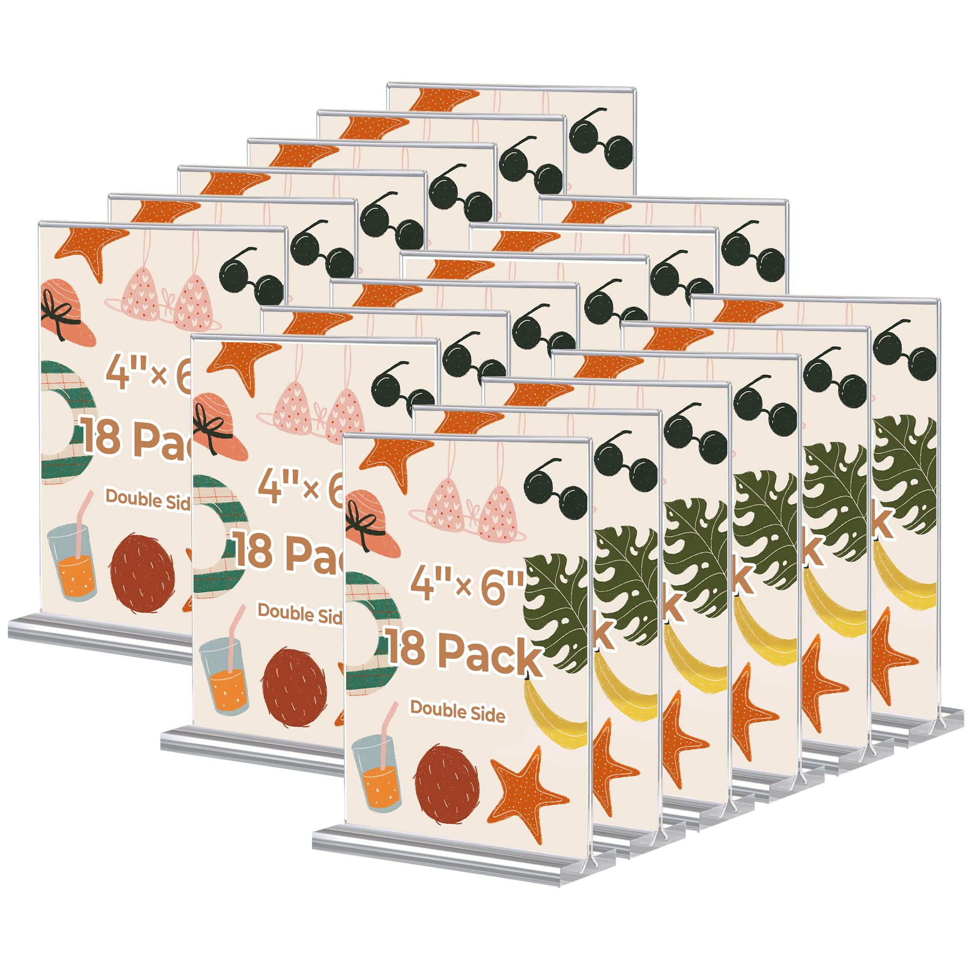 Photo 1 of 18 Pack 4x6 Acrylic Sign Holders, Clear Plastic Picture Frames 4x6 – Double-Sided Vertical Table Number Holders Acrylic Display Stands for Restaurants Weddings Offices – T-Shape Photo Holder for Table