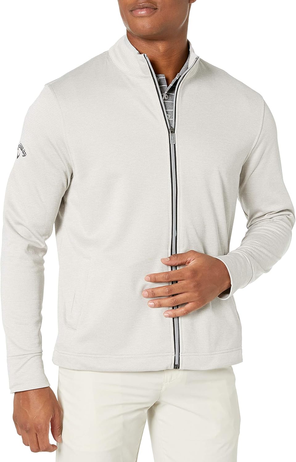 Callaway Men's Golf Full Zip Long Sleeve Waffle Knit Fleece Jacket : Clothing