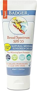 Badger - SPF 35 Clear Zinc Sport Sunscreen Cream - Unscented 2.9oz