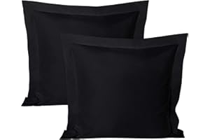 BEDSUM 2 Pcs Microfiber European Pillow Shams, Super Soft and Fade, Wrinkle Resistant Bed Square Throw Pillow Covers with Envelope Closure, 26x26 Inches, Black