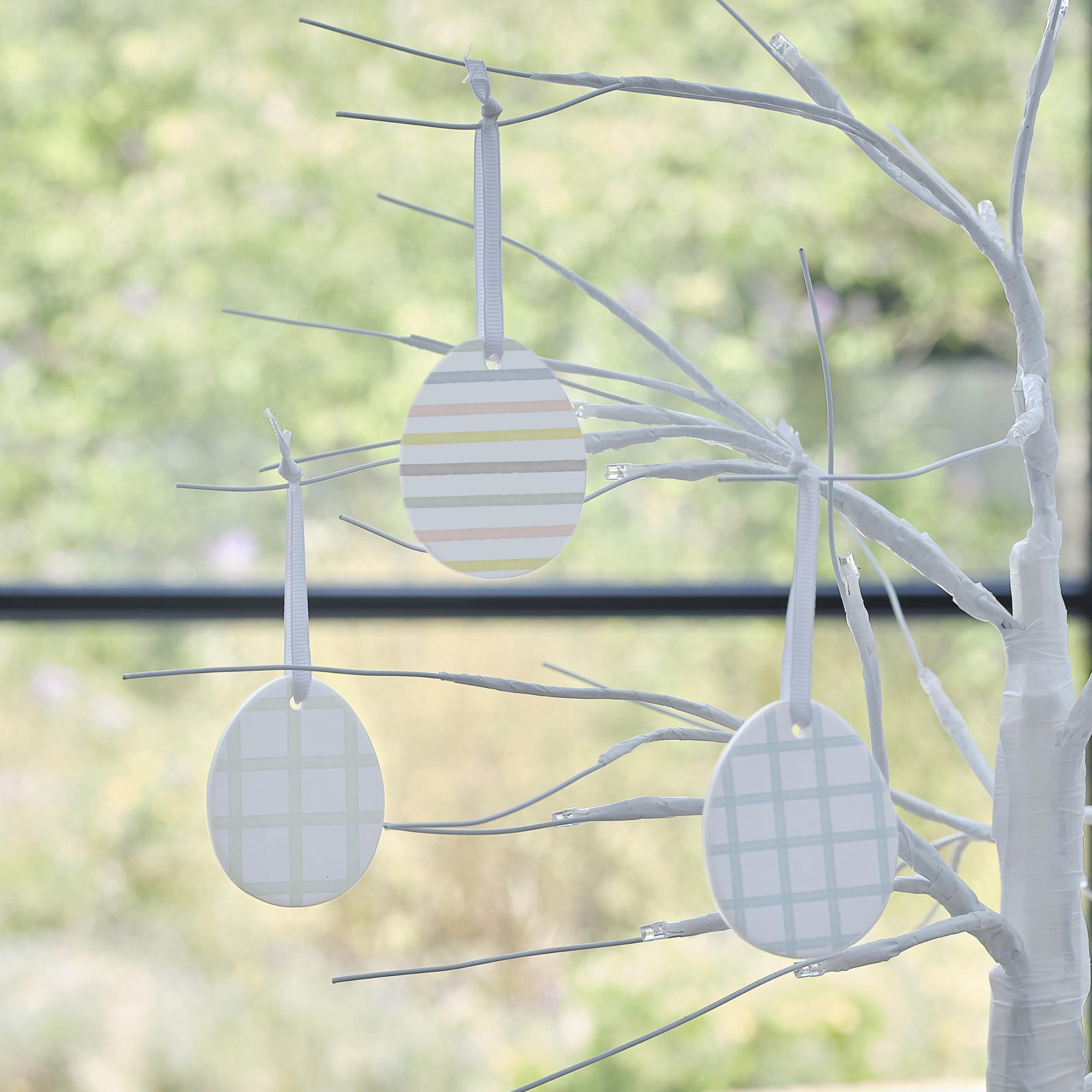 Ginger Ray Painted Ceramic Easter Egg Decorations for Hanging on Easter Tree Branches 3 Pack