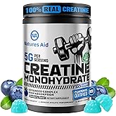 Natures Aid NSF Certified Creatine Gummy 5g - Creatine Monohydrate Gummies – Pre-Workout Energy & Muscle Growth Support for Men & Women | Blueberry Electrolyte Gummies (135 Count)