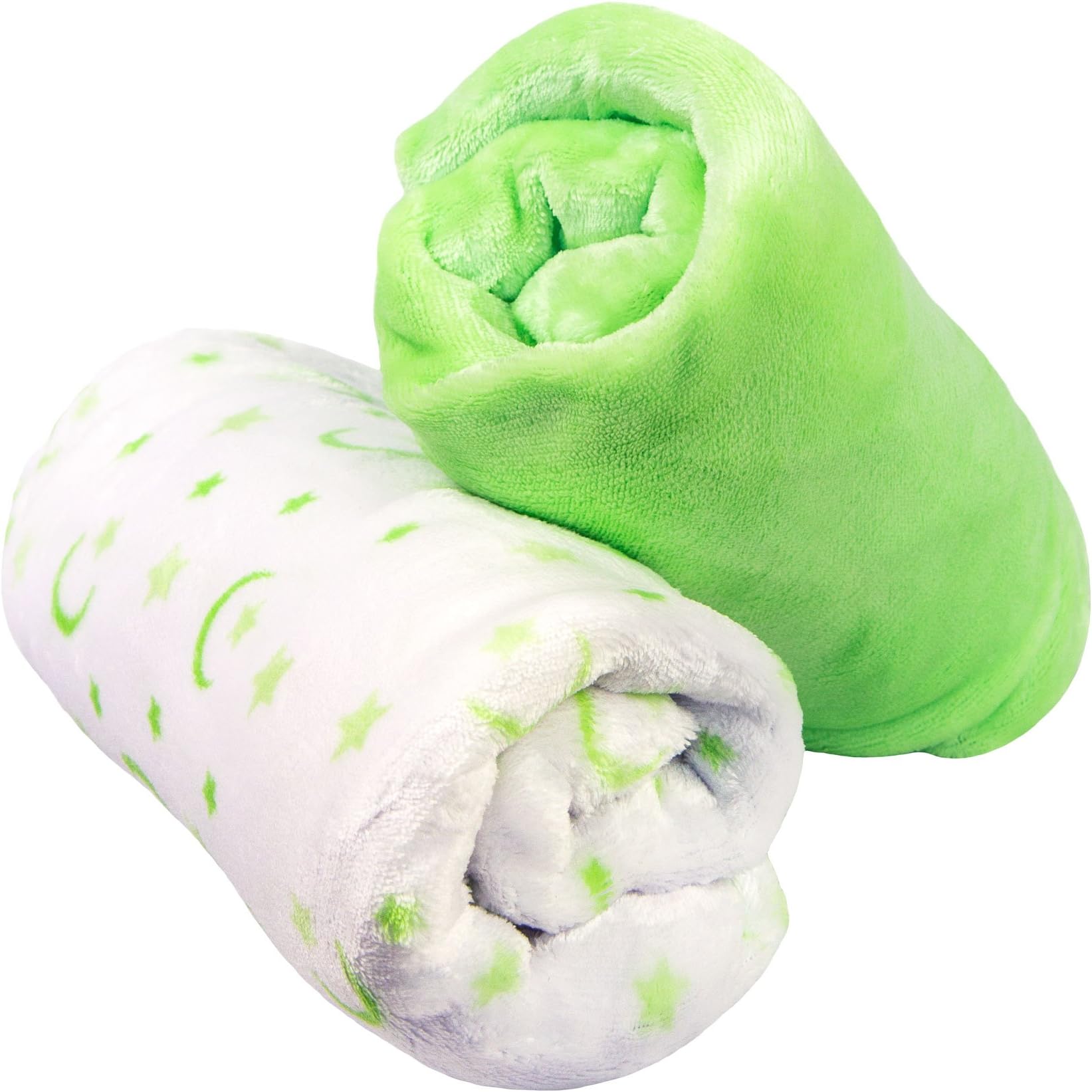 Cozy Fleece Microplush Crib Sheets, Mint Green/White with Moon and Stars