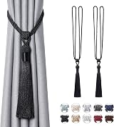 Pretty Jolly 2 Pack Long Tassel Curtain Tiebacks Handmade Rope Knot Black