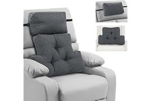 ROYALAY 2 Pcs Neck Pillow Lumbar Support for Recliner, Back Pillow for Chair with Adjustable Headrest Pillow, Back Rest Pillow for Office Chairs, Recliners,Sofa, Couch, Grey