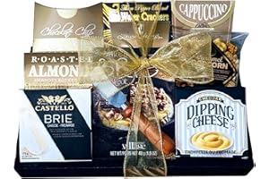 Delightful Gift Basket - Gourmet Cheese Collection - Danish Brie and Cheese Spread, Brie Topping, Crackers, Chocolate Chip Co