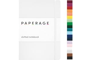 Paperage Dotted Journal Bullet Notebook, Hard Cover, Medium 5.7 x 8 inches, 100 GSM Thick Paper (White, Dotted)