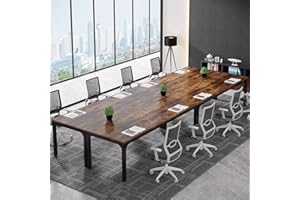 Tribesigns 78.74-Inch Conference Table Set,13FT Conference Room Table, Large Rectangle Meeting Seminar Tables Set,Long Business Tables (Chair not Included) (4, Brown+Black, 4 Pack)