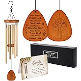 Christian Wind Chimes with Bible Verse - Catholic Spiritual Biblical Christian Gifts for Women Mom Grandma - Birthday Baptism Christmas Faith Based Gifts - Cross Religious Wind Chimes for Outside 28in