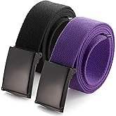 Mile High Life Cut To Fit Canvas Web Belt Size Up to 52" with Flip-Top Solid Black Military Buckle