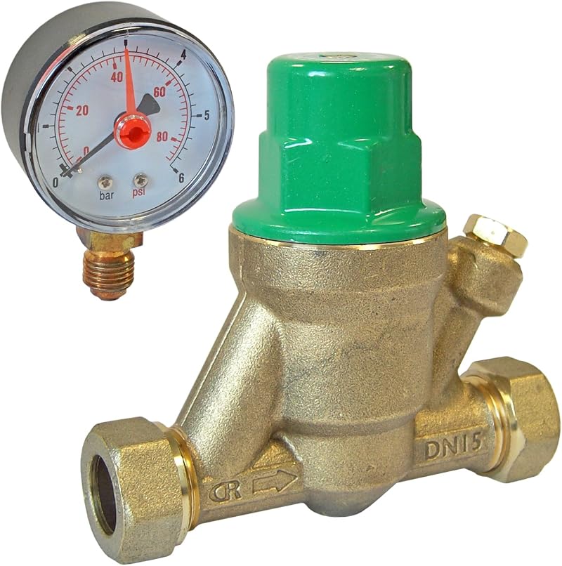 Predator 15mm Pressure Reducing Valve with Gauge 1-6 Bar WRAS Approved
