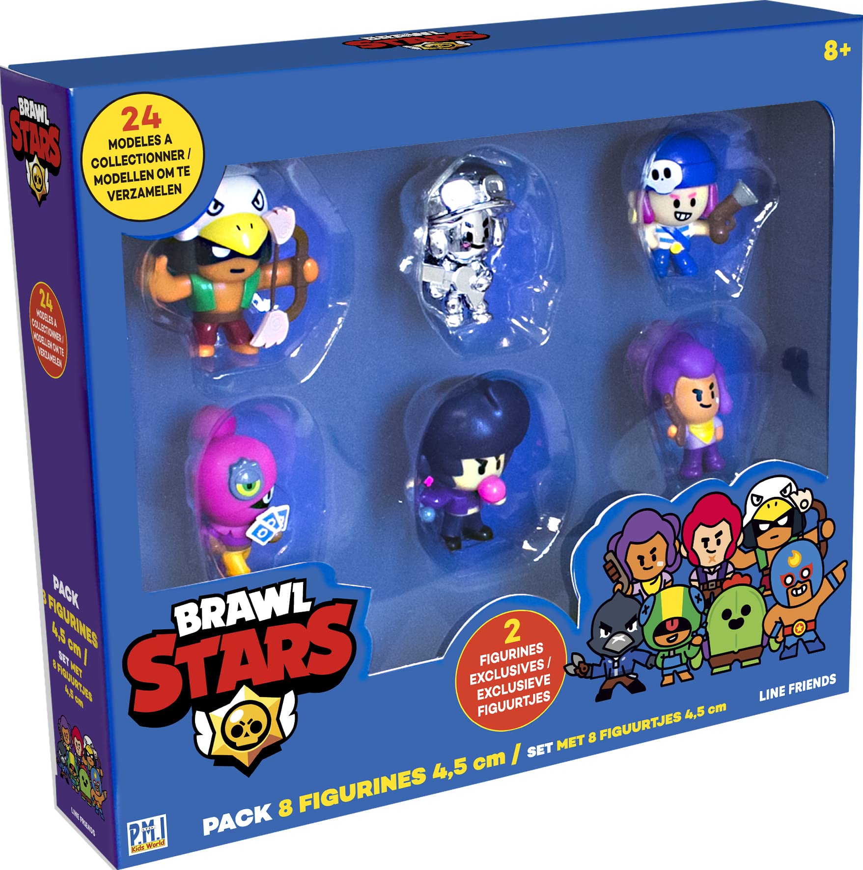 Lansay Brawl Stars – Pack of 8 Figures 4.5 cm – Brawlers Team A