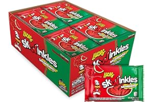 Lucas Salsagheti Watermelon Flavored Hot Candy Strips and Tamarind Sauce, 0.84 oz - 12 Pieces Pack for Treats, Snack, Parties, Piñatas,0.84 Ounce (Pack of 12)