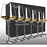 coccot Wine Glasses Set of 6,Crystal White Wine Glasses,Red Wine Glass Set, Wine Glasses Long stem,Clear Lead-Free Premium Blown Glassware (18.5oz,6 pack)