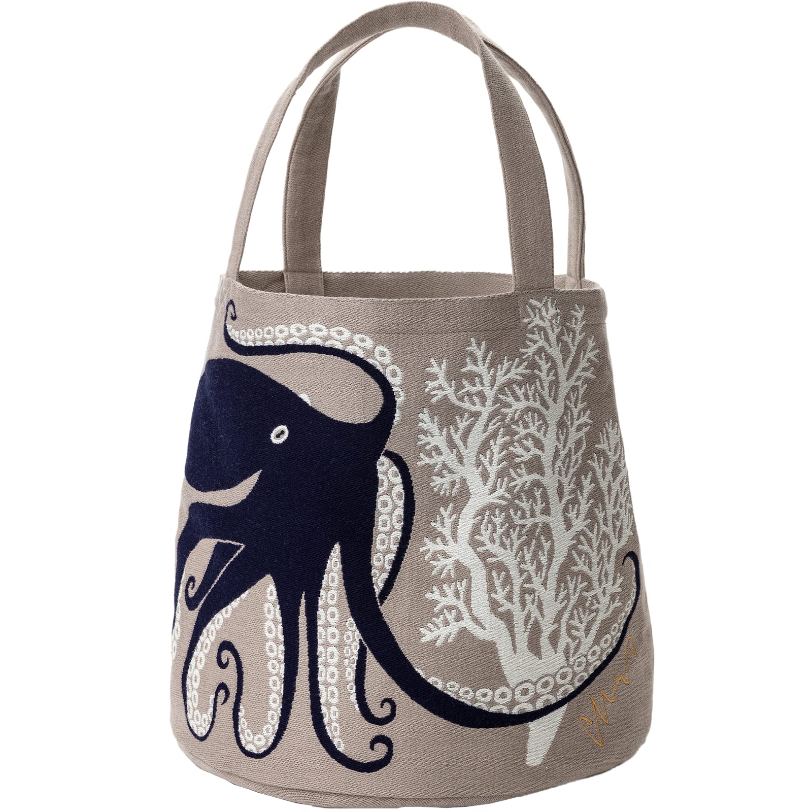 Kusubashi Mon-Ori moritaMiW MiW Tote Bag, Octopus of Deep Sea Dance, Beige,, A-68685-90-BE