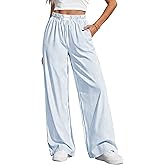 PRETTYGARDEN Womens Wide Leg Striped Pants 2026 Fall Casual High Waisted Baggy Palazzo Lounge Trousers Spring Fashion Bottoms