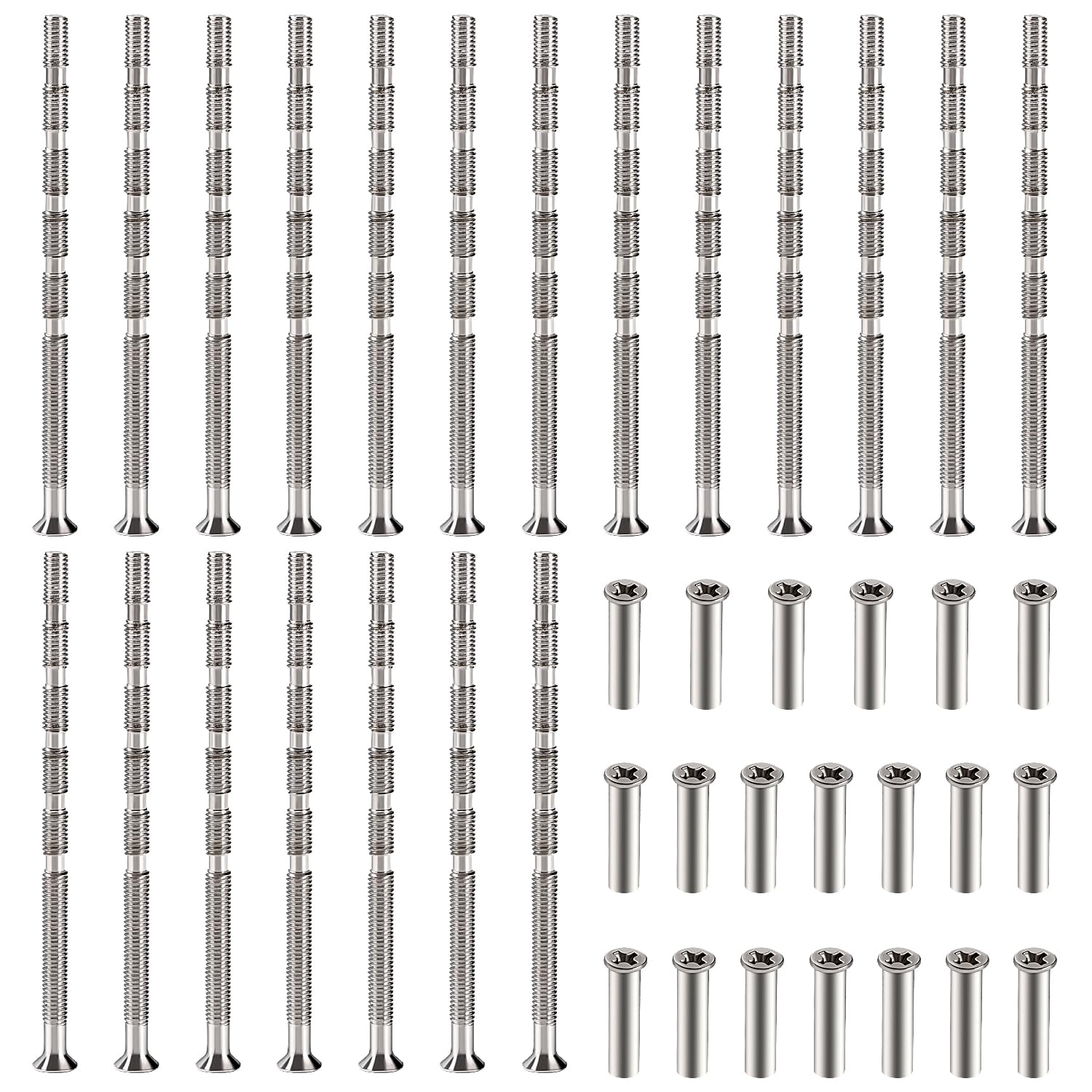VooGenzek 20 PCS M3 Door Handle Screws, Connecting Bolts and Sleeve, Nickel Plated for Escutcheons, Door Handle, Cabinet, Drawers — image 1
