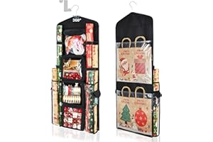 Uawsyut Wrapping Paper Storage Organizer, Double-Sided Gift Wrap Holder, 360° Rotating Gift Bag Storage Organizer for Your Craft, Accessories, Gift Warp Supply, Wrap Ribbon and Stationery
