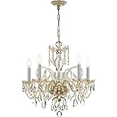 Crystorama Traditional Crystal 5 Light Hand Cut Crystal Polished Brass Chandelier