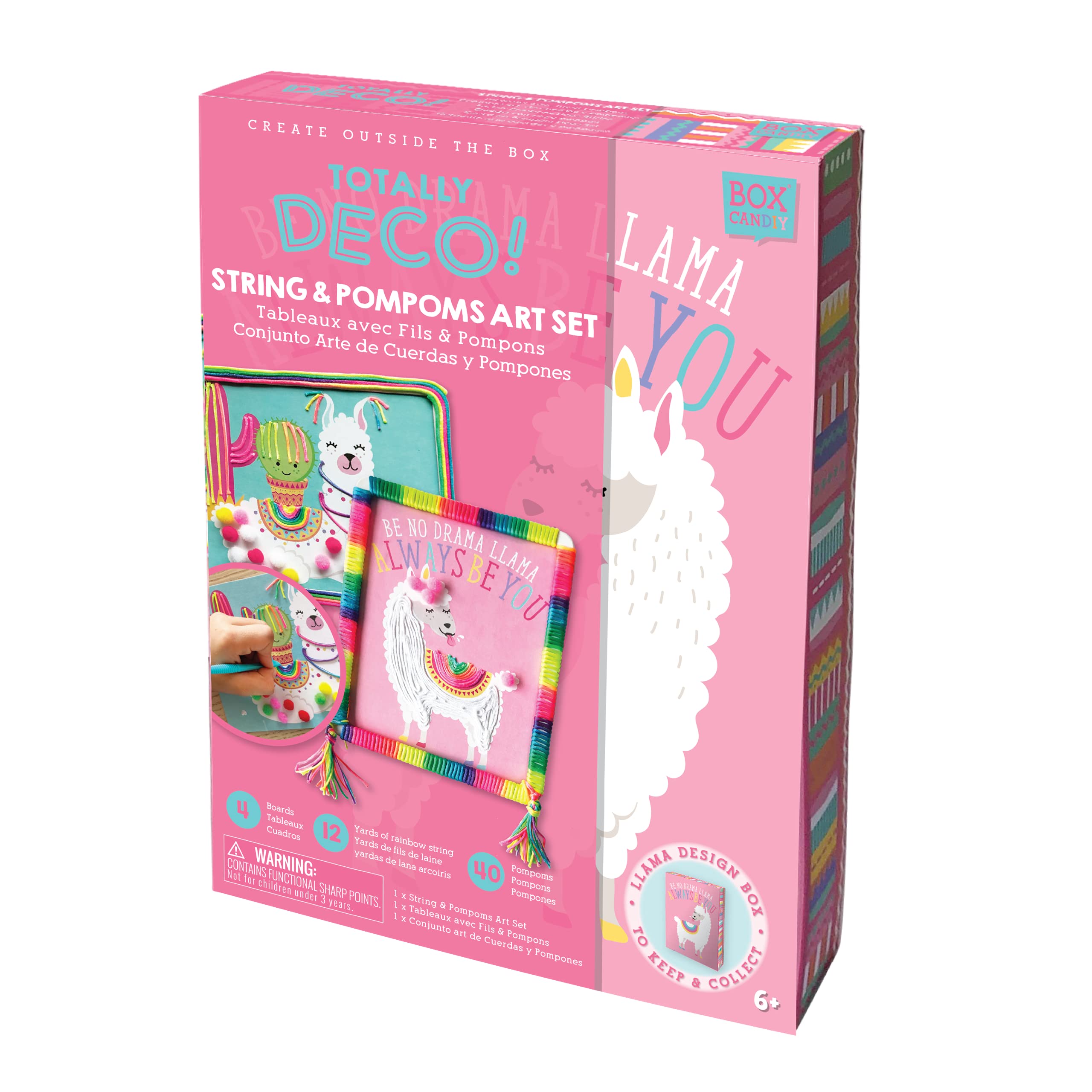 BC1903 Totally Deco! String, Wool and Pompoms Craft Set in Llama Theme Keepsake Gift Box to Collect. for Ages 6 Years +
