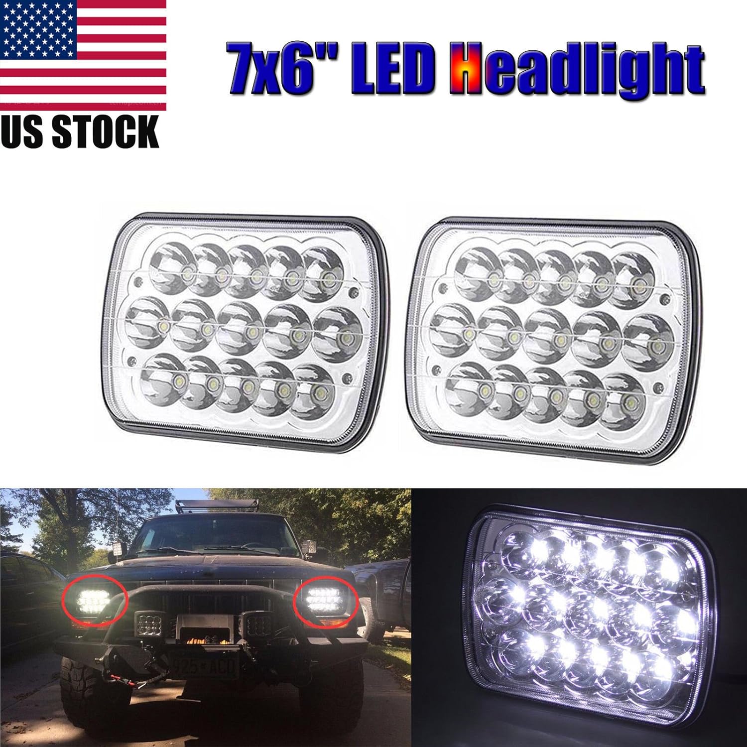 cuadrado led faros delanteros