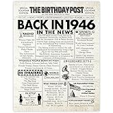 80th Birthday Poster Unframed - Back In 1946 Newspaper - Happy 80th Birthday Gifts for Men Women Vintage Retro Born In 1946, 8x10 Inch Bday Party Decor Decoration