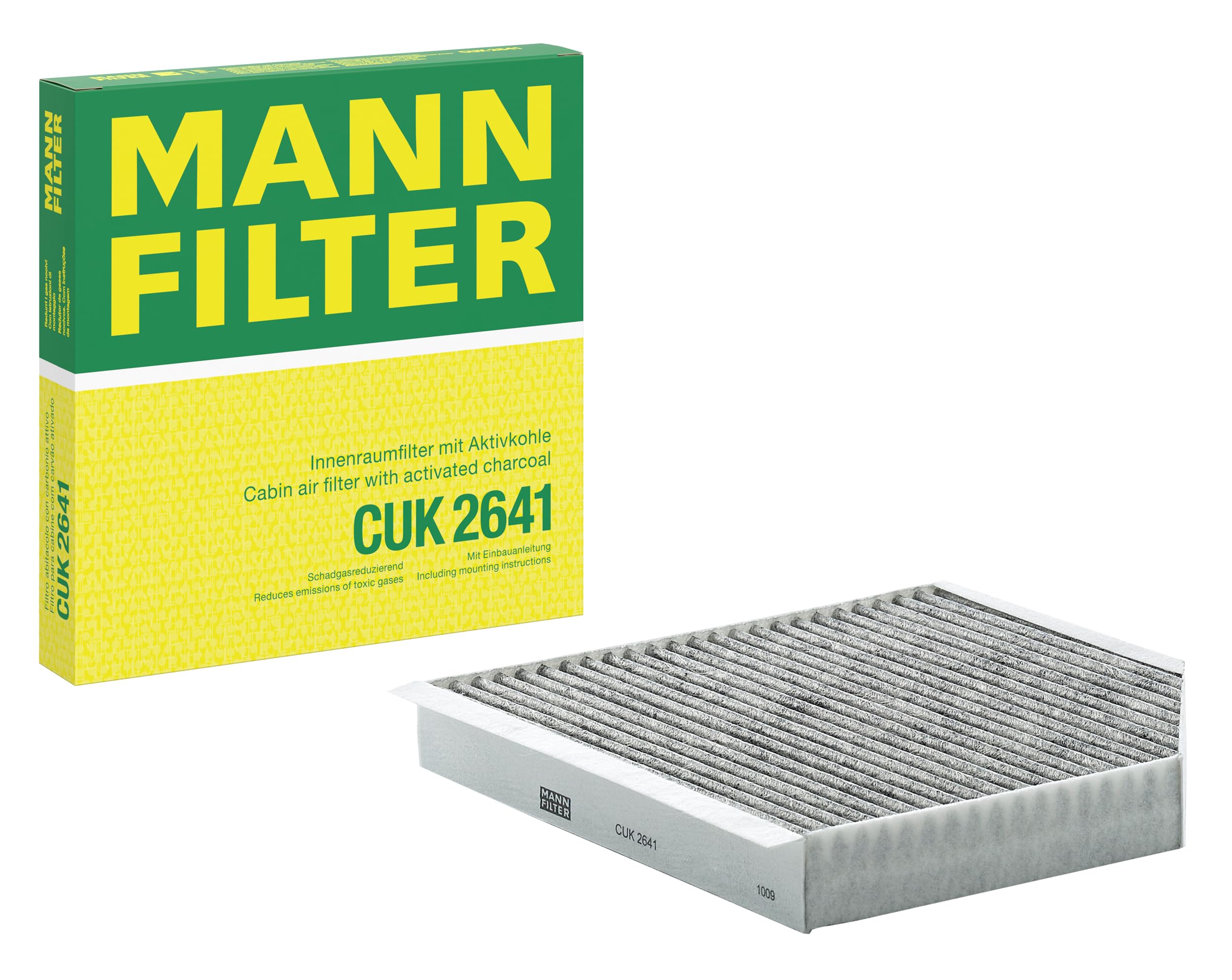 MANN-FILTER CUK 2641 Cabin Air Filter - Pollen Filter with Activated Carbon - for Cars + Transporters
