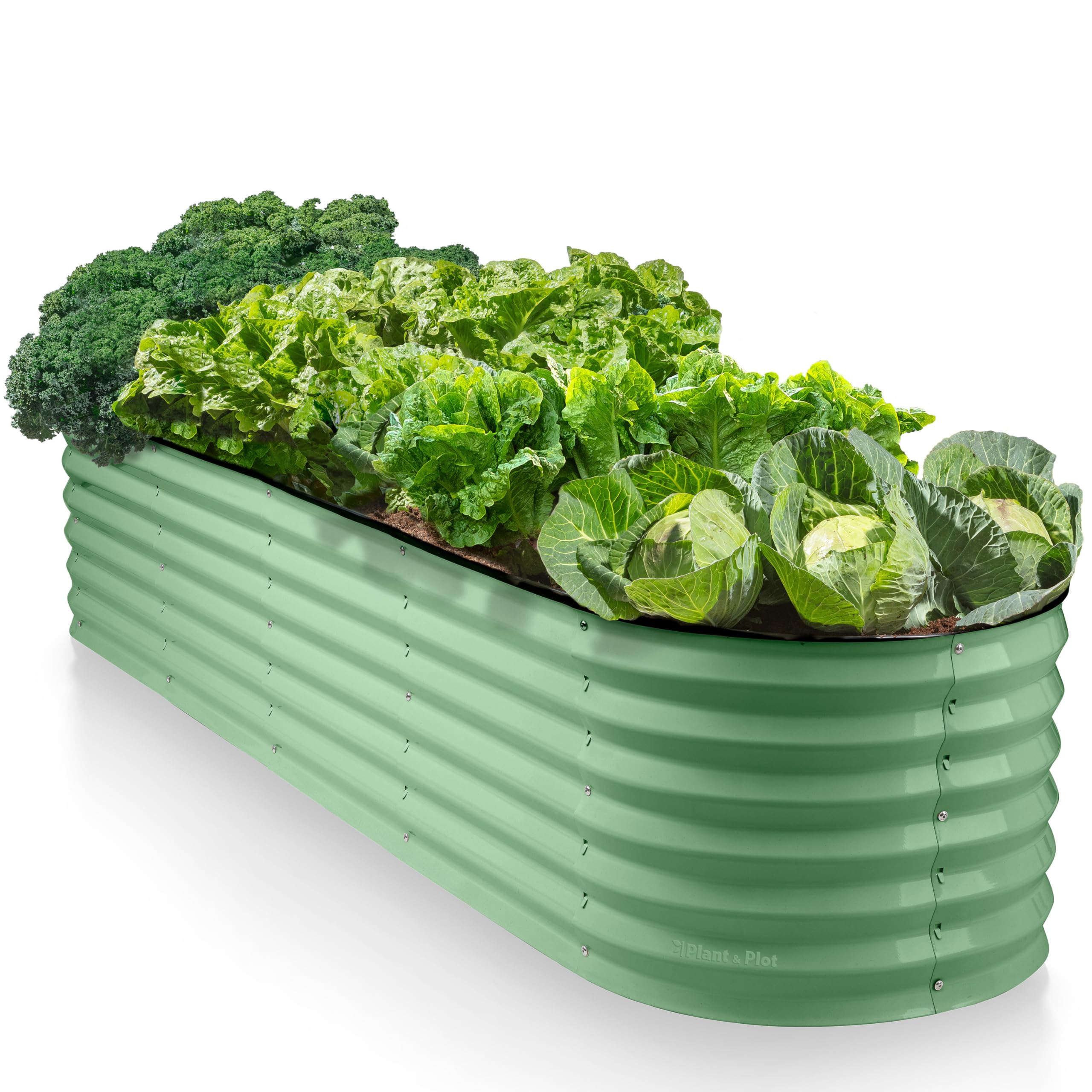 Photo 1 of 9-in-1 Galvanized Steel Raised Garden Bed // 8×2×1.5 ft Modular Planter for Gardening, Vegetables, Flowers // 18" Tall Metal Raised Garden Beds Outdoor (Light Green) // Patented Design Planter Box