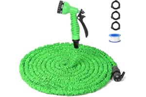 XERGUR Expandable Garden Hose Water Pipe: 50FT Flexible Water Hose with 7 Function Spray Nozzle, Durable Triple Layer Latex Core Garden Hoses for Gardening Lawn Car Pet Washing