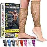 BLITZU Calf Compression Sleeve for Men & Women Footless Compression Socks Support Runners Leg Sleeve Shin Splints Pain Relief