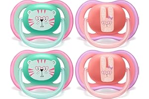 Philips Avent Ultra Air Pacifier, 18+ Months, Pink and Green, 4 Pack, SCF349/45
