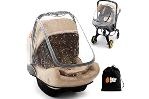 Baby Uma Car Seat Rain Cover - Waterproof & Breathable Carseat Covers Baby, 100% PEVA with Ventilation Panels, Protects from Rain, Dust & Wind, Universal with Easy-Access Window (+ Travel Bag)