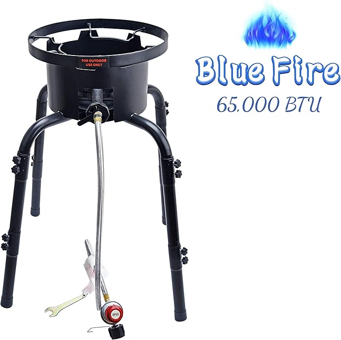 ARC USA,7382M Outdoor Single Burner Stove with Adjustable Legs,High Pressure Propane Burner,Portable Gas Cooker,Camping Burner Cooking Stove, 0-20PSI Adjustable Regulator and Hose,perfect for backyard