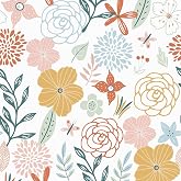 WENMER Vintage Floral Peel and Stick Wallpaper Boho Flower Contact Paper 17.7" x 118" Pink Self Adhesive Wall Paper Removable