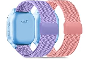 Folavii Magnetic Braided Band Compatible with Cosmo JrTrack 5/4/3/2 SE/2/JrTrack & Gizmo Adventrue 3 3 2 1/Gabb 3e 3 2 1/SyncUP Watch 2 1, 2 Pack Soft Breathable Strap Easy Buckle for Small Wrist