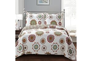 Royal Hotel Bedding Julia Warm Oversized Coverlet Set, Luxury Printed Design Quilt, Bedspread Set - Filled Quilts - Fits Pillow top Mattresses - 3PC Set - King/California King Size