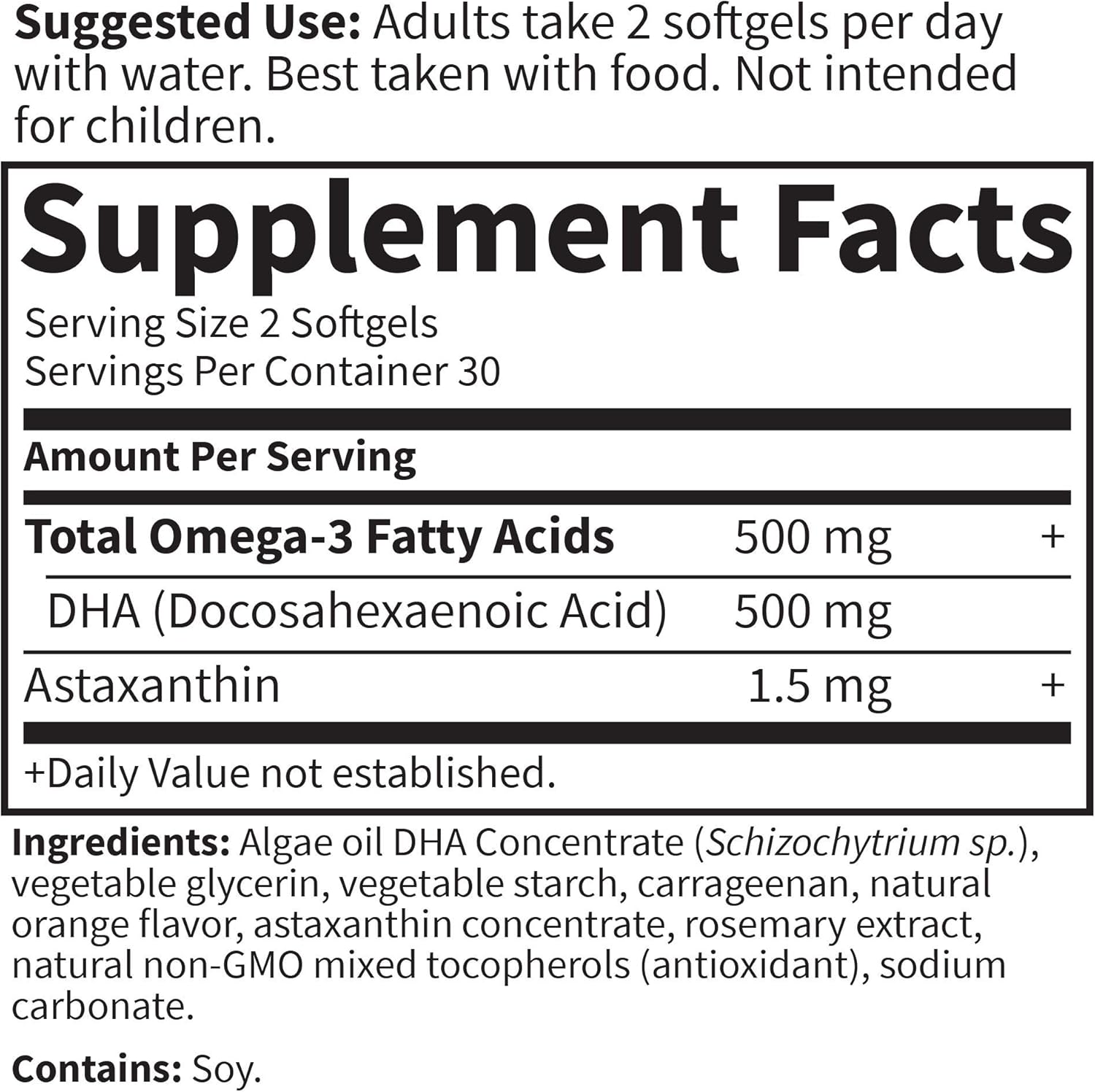 Garden of Life Minami Algae Omega 3 Vegan DHA for Brain and Eye Health - Orange Flavor, 500mg Plant Based DHA Omega-3 Vegan Algae Oil Plus Astaxanthin, No Aftertaste, 60 Easy-to-Swallow Mini Softgels: Health & Personal Care