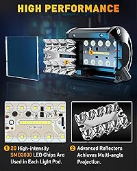 NAOEVO 4 inch LED Pod Lights, 120W 12,000LM LED