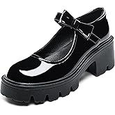 Black Mary Jane Shoes for Women, Platform Mary Jane Pumps, Round Toe Chunky Heel Dress Shoes