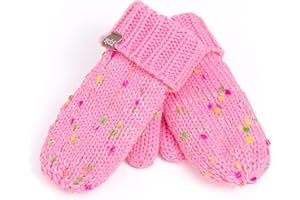 PEPPERCORN KIDS Girls Fun Speckled Knit Mittens for Kids All Ages 1-12 Years, Premium Quality, Fleece-lined, Thick, Cold Weather Essentials