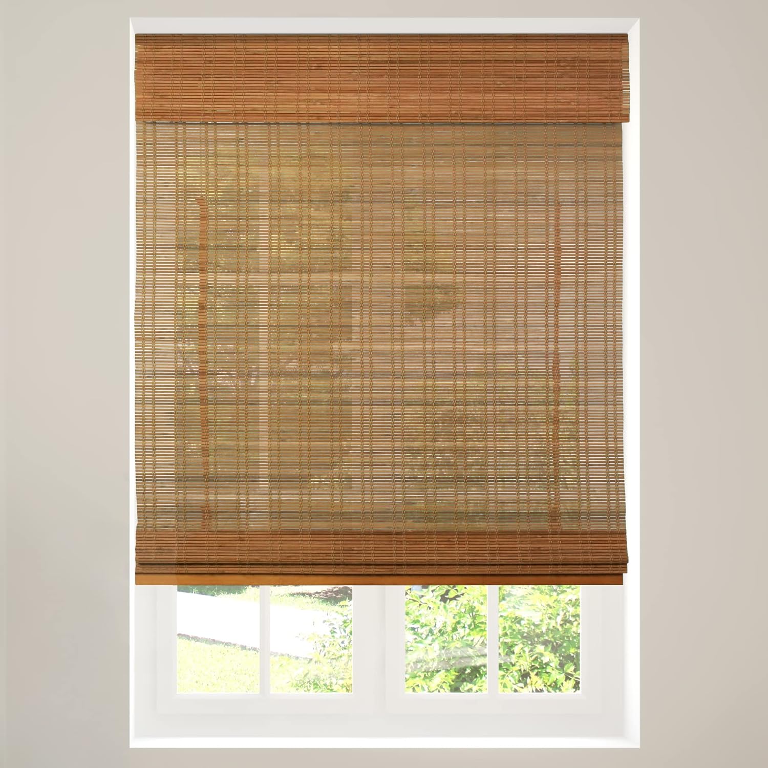 Window Treatments - CALYX INTERIORS Cordless Bamboo Roman Shade Blind, Light Filtering, 34
