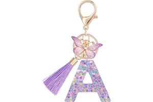 Suweibuke Cute Pink Key Chains for Women Girls, Initial Letter Keychains with Tassel, Charms for Key Purse Handbags Backpacks
