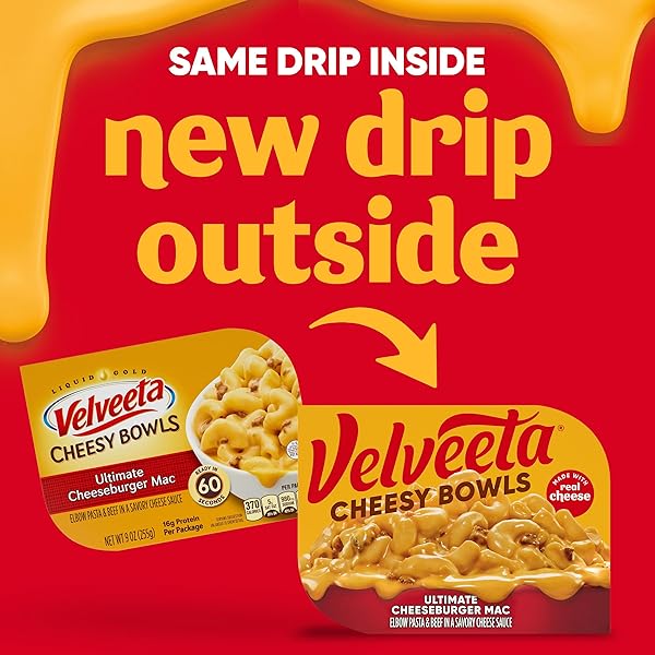 VELVEETA CHEESY BOWLS ULTIMATE CHEESEBURGER MAC MICROWAVE MEAL, 9 OZ TRAY