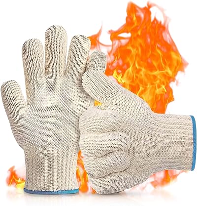 YHQZ 2 Pcs Oven Gloves Heat Resistant Non Slip Fingered Grill Mitts 500F