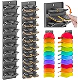 BRUBEQO Hat Organizer for Baseball Caps 2 Packs with Built-in Spring Clips - Wall Mount Closet Hat Rack Holder,Storage for Door/Closet Display Hat Racks Hanger (Strong Adhesive & Screws) Matte Black.