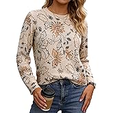 MINSURE Women's Floral Print Sweater Crew Neck Long Sleeve Soft Knit Pullover Tops for 2026 Spring Casual Wear
