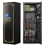 Karini 12-15 Biometric Gun Safe for Rifles and Pistols Fingerprint Rifle Safes for Home Large Gun Cabinet for Rifle with Optics or Shotguns Clearance Gun Safe Long Gun Locker with Removable Shelf