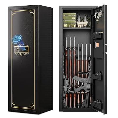 Karini 12-15 Biometric Gun Safe for Rifles and Pistols Fingerprint Rifle Safes for Home Large Gun Cabinet for Rifle with Optics or Shotguns Clearance Gun Safe Long Gun Locker with Removable Shelf